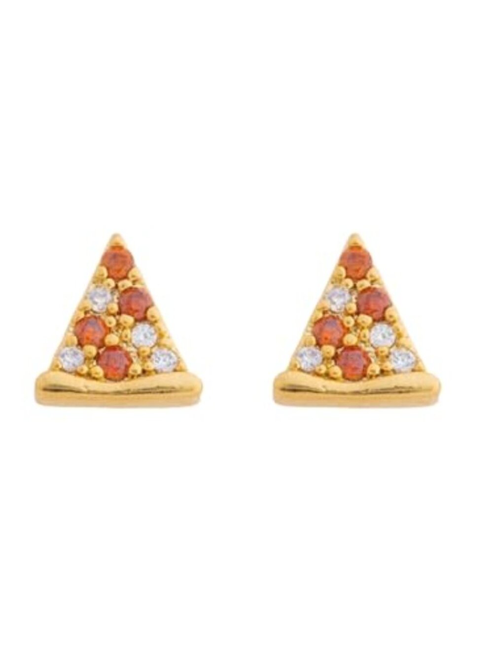 New - Dainty Pizza‎ Small Stud Earrings for Women 18k Gold Plated Sparkly Red